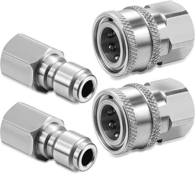 2 Sets RVS Mannelijke en Vrouwelijke Quick Connector Kit voor Hogedrukreinigers met Binnendraad en Hoge Druk Adapters