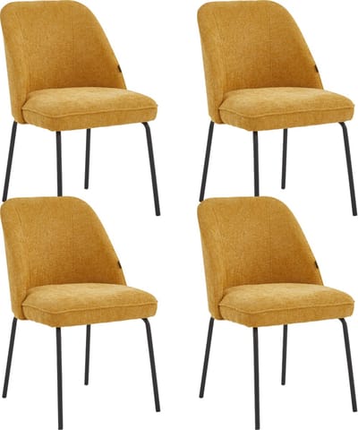 Colenis® - Julia Eetkamerstoel - Set Van 4 - Okergeel - Linnen Stof - Industrieel - Design