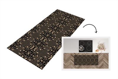 Keukenloper - Loper keuken - Patroon - Abstract - Goud - Jaren 20 - 120x50 cm - Keukenloper vinyl