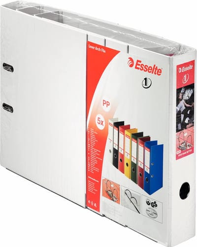 Esselte ordner - Power N°1 - Rug van 7,5 cm - Wit - 2x Pak van 5 stuks