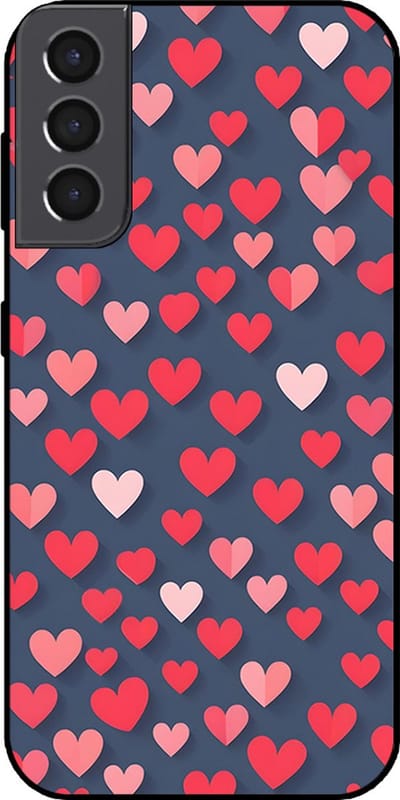 Smartphonica Telefoonhoesje Geschikt voor Samsung Galaxy S21 Plus met Roze en Rode Hartjes Opdruk - TPU Backcover Case With Rosé and Red Heart Design geschikt voor Samsung Galaxy S21 Plus