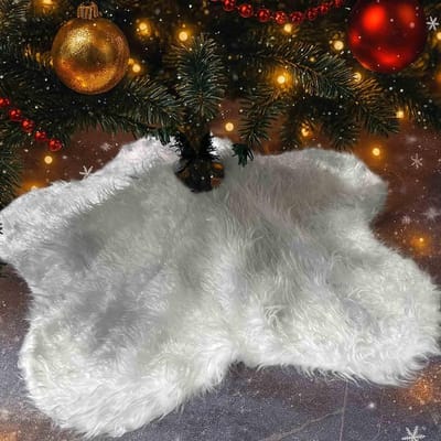 Sfeervolle Stervormige Kerstboomrok, 90 cm, Witte Kerstboomdeken voor Middelgrote Kerstbomen, Perfect voor de Feestdagen en Kerstdecoratie