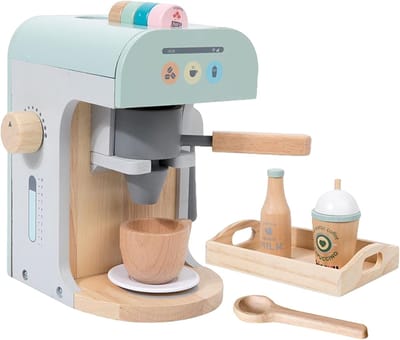 Kinder Koffiezetapparaat - Houten Keukenspeelgoed - Leren Spelen - Realistisch Ontwerp - 21 x 185 x 17 cm