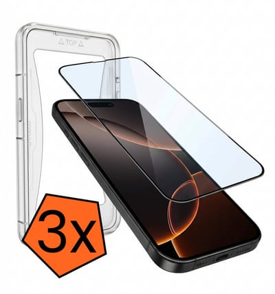 Screenprotector - 3 Stuks - Geschikt voor Apple iPhone 16 Pro - Met Installatie Kit - Gehard Glas - Beschermglas - Tempered Glass - Screen Protector