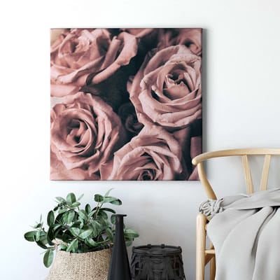 Canvas print DD123254 PinkRosesVinta A.S. Création 0,5 x 0,5 m Roze Kantoor Hal/Gang Keuken Slaapkamer Woonkamer