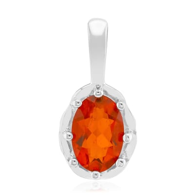 Cavill - Hanger 925 Sterling Zilver Gerhodineerd - AAA Mexicaanse Vuuropaal 0 255 ct Ovaal 6x4 mm - Elegant Oranje Edelsteen Sieraad