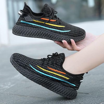 Nouvelles chaussures de noix de coco mouche tissé maille Sneaker femmes à la mode respirant chaussures de course 40 black