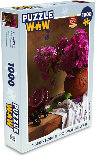 Puzzel Rustiek - Bloemen - Roze - Vaas - Stilleven - Legpuzzel - Puzzel 1000 stukjes volwassenen