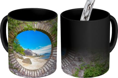 Magische Mok - Foto op Warmte Mokken - Koffiemok - Zomer - Strand - Doorkijk - Tropical - Magic Mok - Beker - 350 ML - Theemok