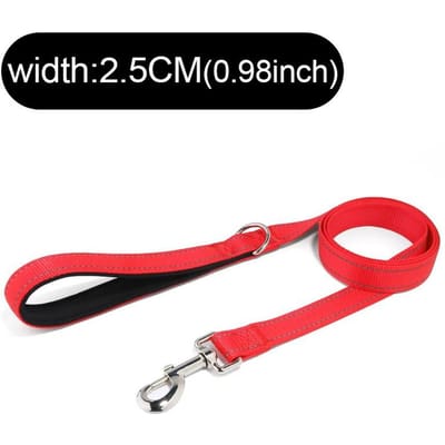 Laisses Laisse Réfléchissante Cordon de Serrage Laisse pour Animal de Compagnie Anti-Explosion Chien Avec Anneau en D & Fermoir Métallique Pour la Promenade et l'Éducation du Chien (red,2.5cmx120cm) rouge