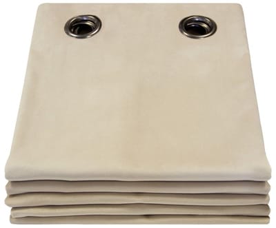 MOONDREAM DecibelControl™ 3in1 Geluidsisolerend gordijn | Thermo Winter+Zomer | 100% Verduisterend | Gepatenteerde Technologie | EU-fabricaat | Fluweel | Oogjes | Beige MC15 | 130 x 260 (BxH) cm