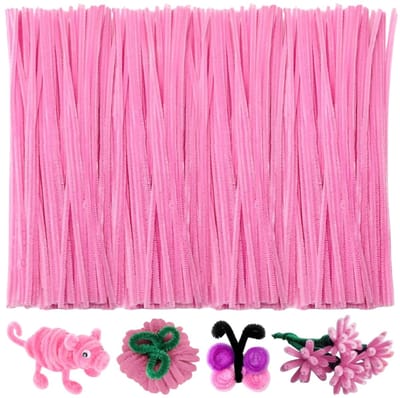 Fako Bijoux - 100 Roze Pijpenragers - Set van 100 Stuks Chenille Draden - Roze - 30 cm Lang - Knutselen - DIY - Hobby - Chenille Draad – Flexibele Pijpenragers - Kinderen en Volwassenen - 100 Stuks