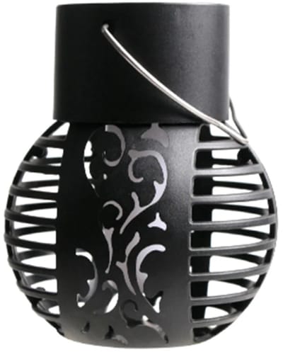 BolFlow® LED Solar Kroonluchter - Met Vlam Effect - Hangende Tuinlamp - Waterdicht - Op Zonne-energie - Sfeervolle Buitenverlichting - Zwart