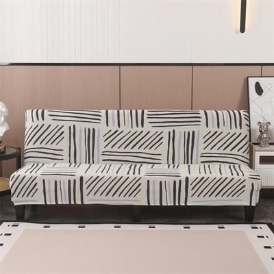 Rekbare Bankbed Hoes Futon Overhoes Volledig Opvouwbare Bankhoes Zonder Armleuningen Meubelbeschermer Makkelijk Verwijderbaar en Wasbaar in de Machine S 120-145cm