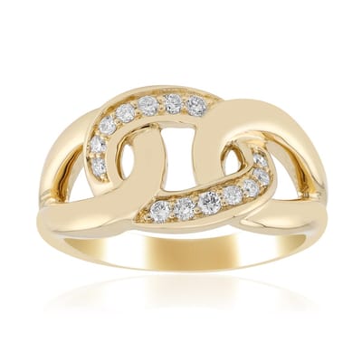 Cavill - Luxe Zilveren Ring met 0,15 ct I1 (G) Diamanten - 925 Sterling Zilver Verguld - Pavé Gezette Ronde Briljanten - Verfijnde Damesring