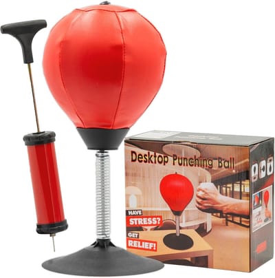 Tafel Bokszak voor Stressvermindering en Plezier - Mini Punchbal met Stevige Zuignap voor Kantoor en Thuis