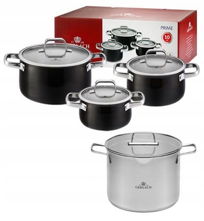 Gerlach Prime Pannenset 7-delig met 7L Ambiente Pan, Zwart, Inductie