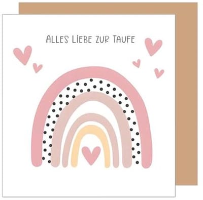 Premium vierkante doopkaart met envelop - Regenboog ontwerp voor jongens en meisjes