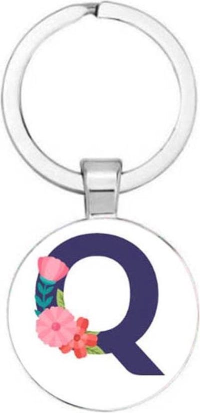 Akyol - Letter Q Sleutelhanger - Alfabet - Als je naam begint met de letter Q - Leuk kado voor iemand waarbij zijn naam begint met de letter Q - 2,5 x 2,5 CM
