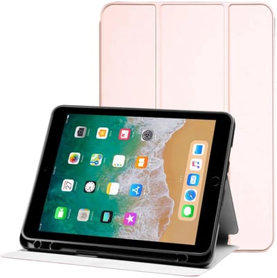 Tablet Hoes Geschikt voor Apple iPad 9.7 2017/2018/Air/Air 2 | Luxe Tri-Fold Book Case | Kunst Leren Bescherm Hoes | Standaard Functie | Roze