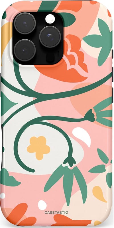 Casetastic hoesje geschikt voor Apple iPhone 16 Pro - MagSafe - Dubbellaagse bescherming - Bloesem Pastels - Fashion Case - Perzik Wit Crème Saliegroen