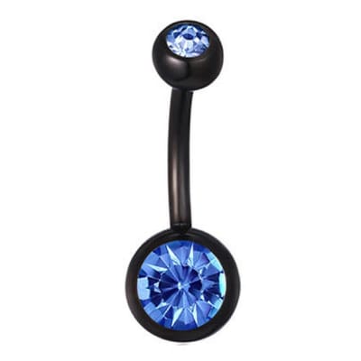 Navel Piercing - Zwart Met Steentjes