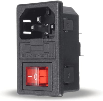Voedingsconnector met zekering | C14 wisselstroom 10A 250V voor industriële en recreatieve machines | Geschikt voor 3D-printers