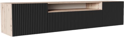 TV-kast Noe, woonwand, lowboard, tv-standaard, woonwand, woonkamer, tv-board, woonkamermeubels, televisie, highboard, TV-kast, tv-lowboard, 200 cm, 3 deuren, bruin, zwart