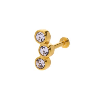 Lucardi - Dames Stalen goldplated helixpiercing met kristal - Piercing - Staal - Goudkleurig