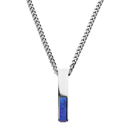 Cruz | Ketting van Zilverkleurig Roestvrij Staal en Lapis Lazuli