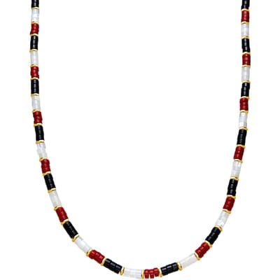 Luxenter Ketting van 925 sterling zilver en koraal met 18-karaats geelgoud afwerking - Siraba