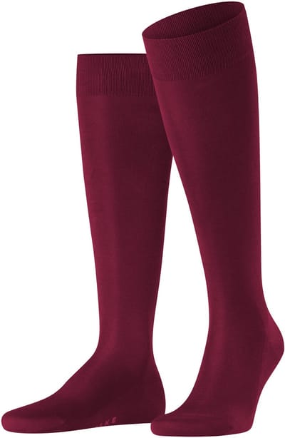 FALKE Tiago lang eenkleurig fil d'Ecosse katoen kniekousen heren rood - maat 43-44