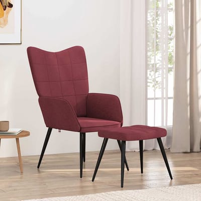 vidaXL - Relaxstoel - met - voetenbank - stof - wijnrood