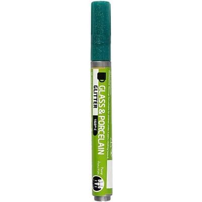 Creativ Company Glass and Porcelain Pen Glitter Semi-Opaque - Dark Green