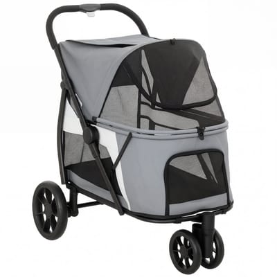 4goodz Luxe Hondenkar Hondenbuggy tot 20 kg met Achterzak - Grijs