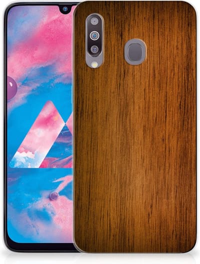 Samsung Galaxy M30 Bumper Hoesje Donker Hout