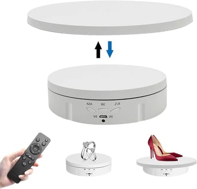 Elektrisch draaiplateau - Automatisch 360 graden draaiplateau met afstandsbediening voor fotografie en presentatie van sieraden, horloges, en digitale producten - Wit