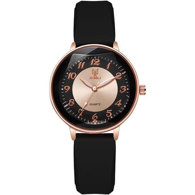 Montre Femme Tendance Montre à Quartz Numérique Simple Montre-Bracelet Décontractée à Bracelet en Silicone Vert Montre d'Affaires pour Femme Reloj De Mujer black