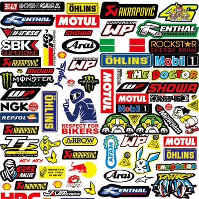Dailygoods- Motorfiets Sticker Set - 3 Stuks - PVC Autostickers - Motorsport Decoratie - Bumperstickers - 4,5 x 17,5 cm - Uniek Ontwerp - Autosticker