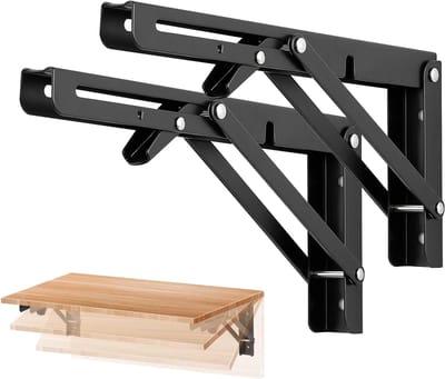 Daity Set van 2 - 25 cm opvouwbare plankstandaard robuuste opvouwbare standaard - geschikt voor tafels en banken - ruimtebesparend ontwerp