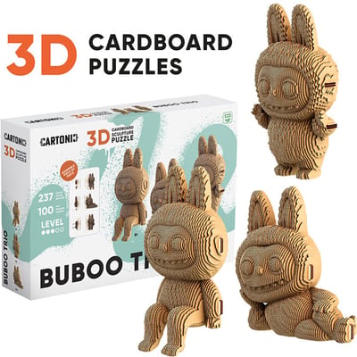 CARTONIC-3D PUZZLE 3IN1 -TRIO BUBOO- puzzelen karton 3D DIY Creatief Speelgoed Decoratie Interieur Cadeau Ecologisch Voor kinderen en volwassenen