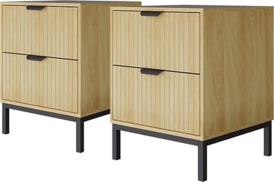 Vicco Lennox Nachtkastje – Set van 2 Eiken