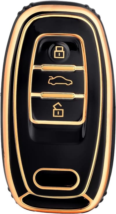 Auto Sleutelbescherming, Sleutelhoes voor Audi, Bescherming voor Autosleutels met 3 Knoppen, Geschikt voor A3, A4, A5, A6, A7, A8, Q5, Q7, Q8, S4, S5, S6, S7, R8, RS4, RS5, RS6, RS7, TT, TTS, TTRS