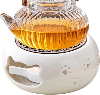 Theepot Warmer - Kandelaar Houder - Thee Warm Houden - Kat Poot Uitsnijding - Wit