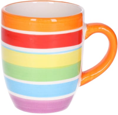 Secret de Gourmet Koffiemokken Curacao - 1x stuks - Keramiek - multi kleuren oranje - 300 ml - 8 x 11 cm - Luxe uitstraling