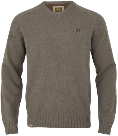 Härkila Vincent Merino V-Hals Pullover Outdoor V-Hals Pullover Scandinavische V-Hals Pullover Jacht V-Hals Pullover Trui Met V-Hals Dark Sand Maat -M