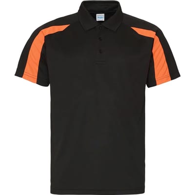 Just Cool - Cool Contrasterend Polo - Jet Black/Electric Orange maat XL