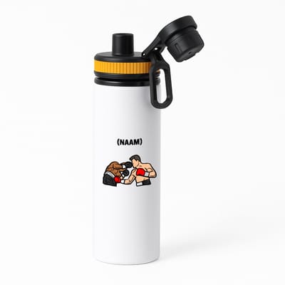 Hacebo® - Boksen met eigen naam waterfles met draaidop oranje - Sport - Bokser - Vechtsport - water fles - 850ML