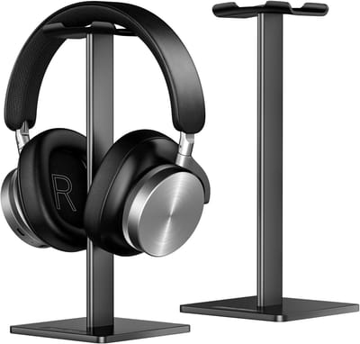 Universele hoofdtelefoonhouder geschikt voor Over-ear hoofdtelefoons van Sennheiser, Sony, Audio-Technica, Bose, Shure, AKG, gaming- en displayheadsets, aluminium + TPU + ABS, zwart