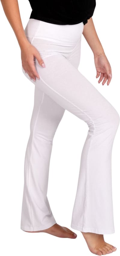 Namastae® Yoga legging dames hoge taille | Yogabroek | Licht uiteenlopend | Wit | Maat 32 (XS)